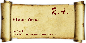 Rixer Anna névjegykártya